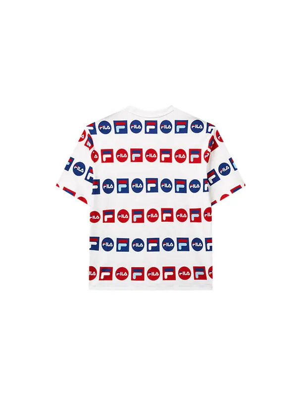 Футболка logo full print sports loose round neck short sleeve white Fila — изображение 2 из 4, белый