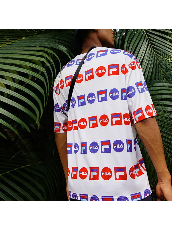 Футболка logo full print sports loose round neck short sleeve white Fila — изображение 4 из 4, белый