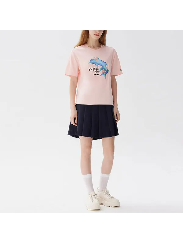 Футболка dolphin printing casual sports short sleeve pink Fila — изображение 4 из 4, розовый
