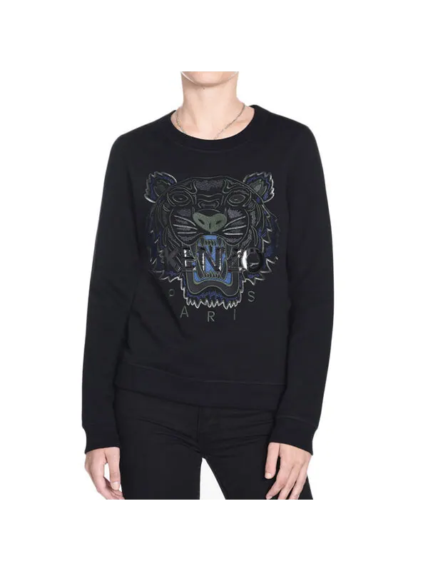 Свитер cotton tiger head printing long sleeves pullover hoodie black Kenzo — изображение 3 из 4, черный