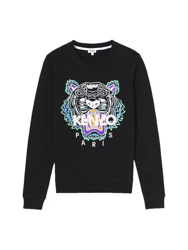 Свитер tiger head pattern long sleeves round neck hoodie black Kenzo — изображение 1 из 4, черный
