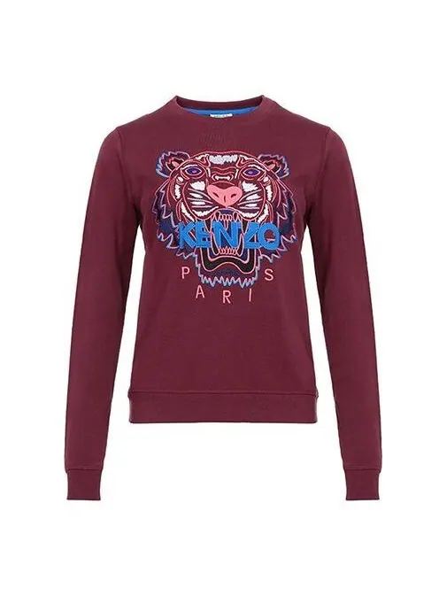 Свитер tiger head pattern long sleeves pullover hoodie red Kenzo — изображение 1 из 4, красный