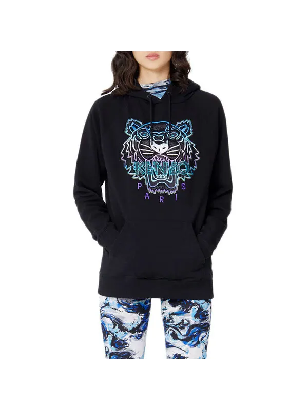 Свитер tiger head hooded pullover long sleeves hoodie black Kenzo — изображение 3 из 4, черный