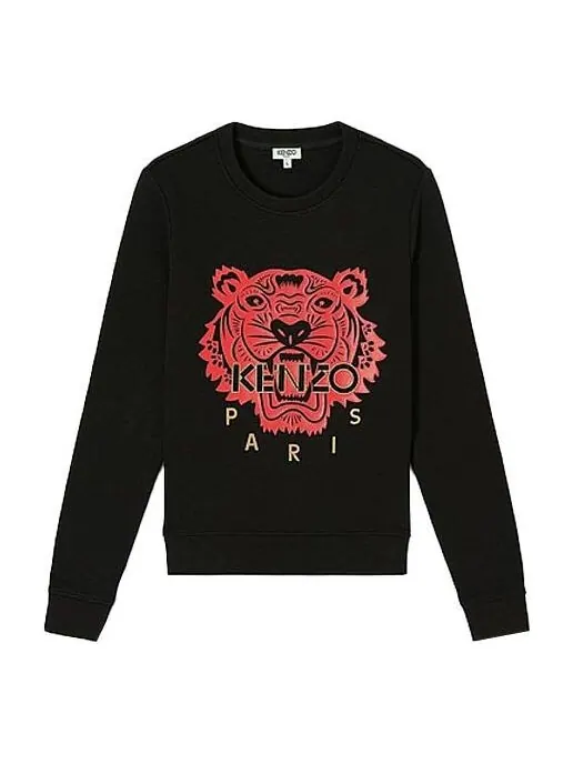 Свитер tiger head cozy round neck long sleeves hoodie black Kenzo — изображение 1 из 4, черный