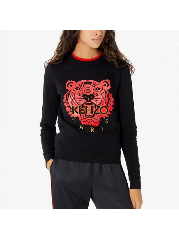 Свитер tiger head cozy round neck long sleeves hoodie black Kenzo — изображение 2 из 4, черный