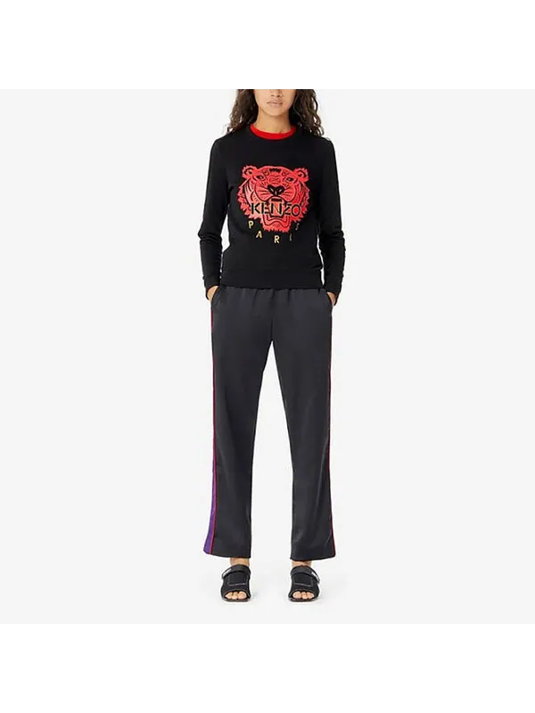Свитер tiger head cozy round neck long sleeves hoodie black Kenzo — изображение 3 из 4, черный