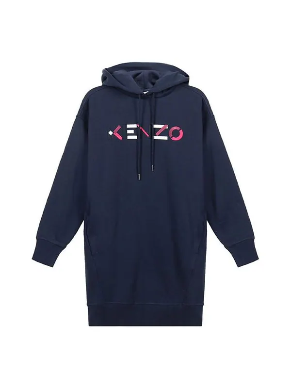 Свитер fw20 logo embroidered fleece lined hooded long sleeves hoodie navy blue Kenzo — изображение 1 из 4, синий
