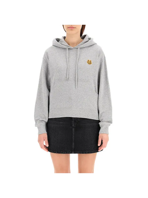 Свитер fw20 small tiger head loose hooded long sleeves hoodie pearl gray Kenzo — изображение 3 из 4, серый