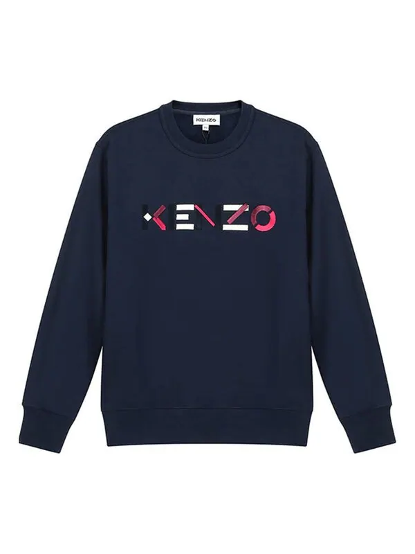 Свитер fw20 logo pattern round neck long sleeves sports navy blue hoodie Kenzo — изображение 1 из 4, бежевый