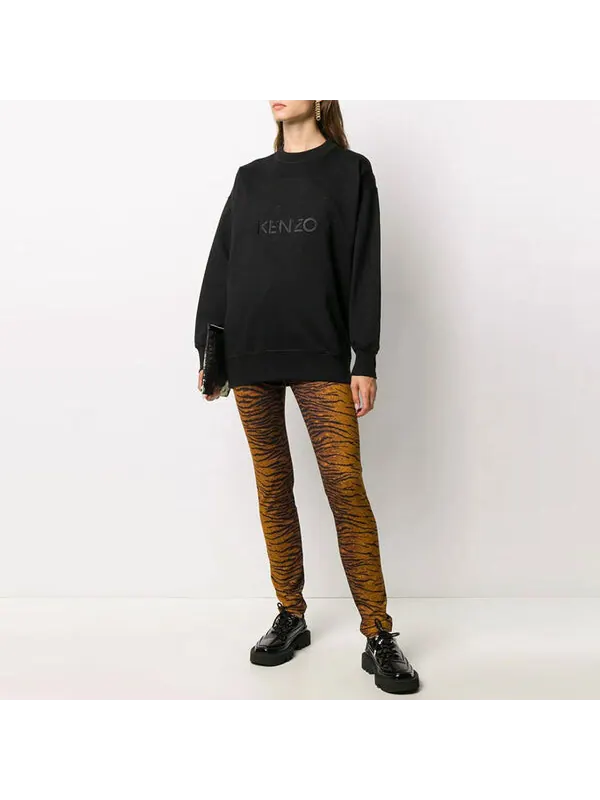 Свитер tiger head embroidered logo pullover hoodie black Kenzo — изображение 2 из 4, черный