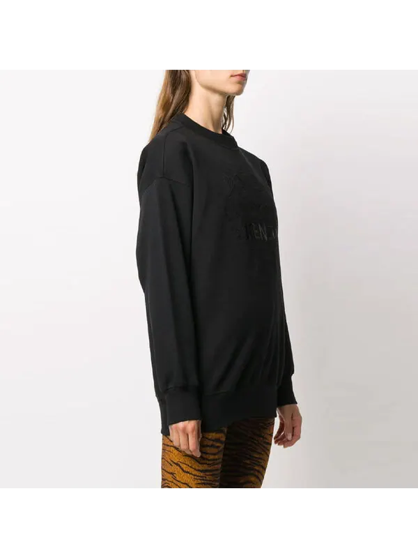 Свитер tiger head embroidered logo pullover hoodie black Kenzo — изображение 4 из 4, черный