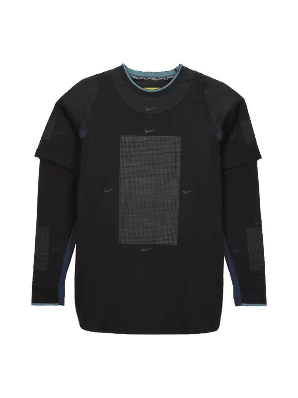 Футболка Nike ISPA Long Sleeve T-Shirt 'Black' — изображение 1 из 4, черный/мульти