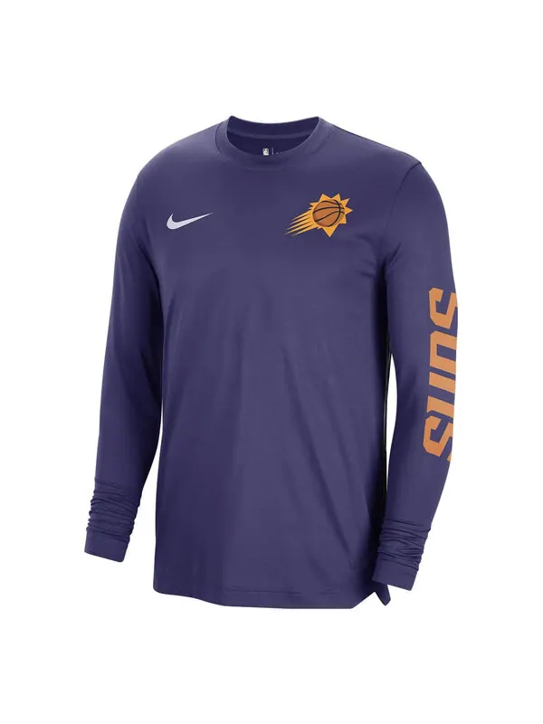 Футболка x nba dri fit brooklyn nets с длинным рукавом предматчевая футболка Nike — изображение 1 из 1, фиолетовый/желтый