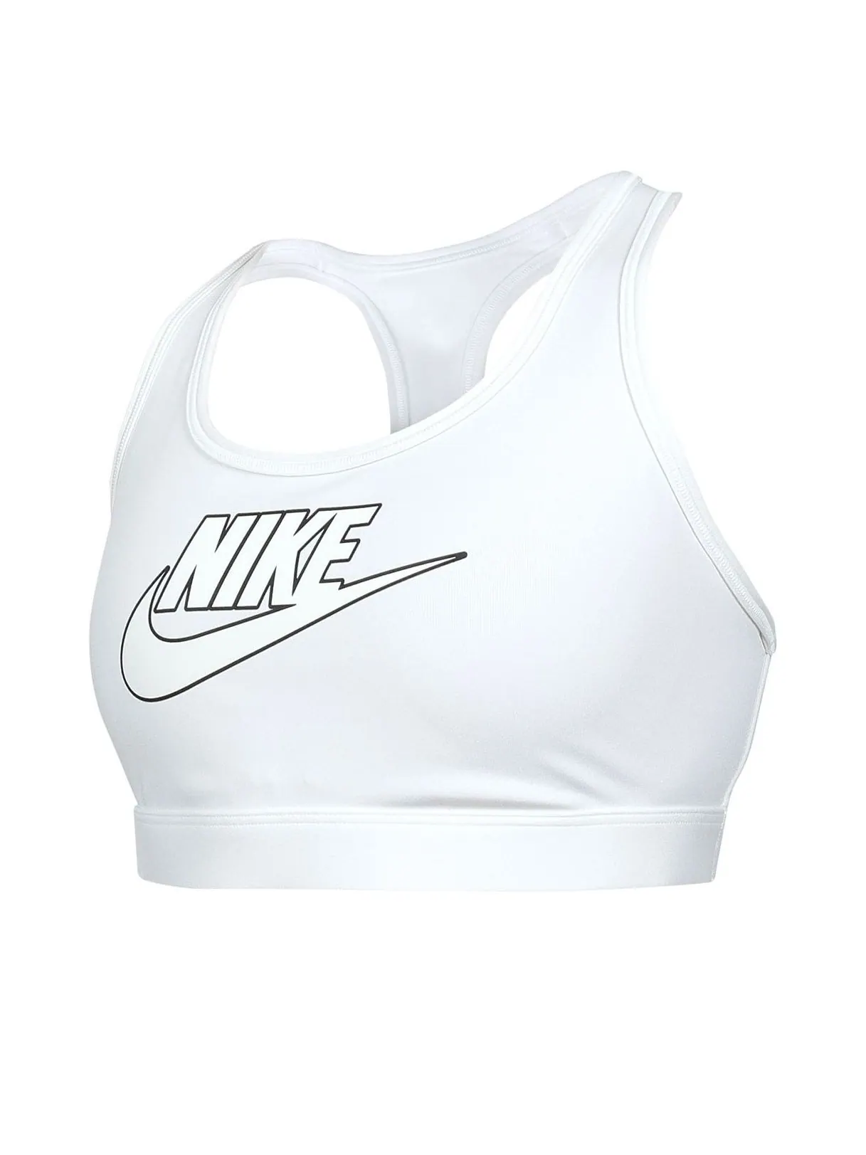 (WMNS) Спортивный бюстгальтер Nike Swoosh средней поддержки — изображение 1 из 1, белый/черный