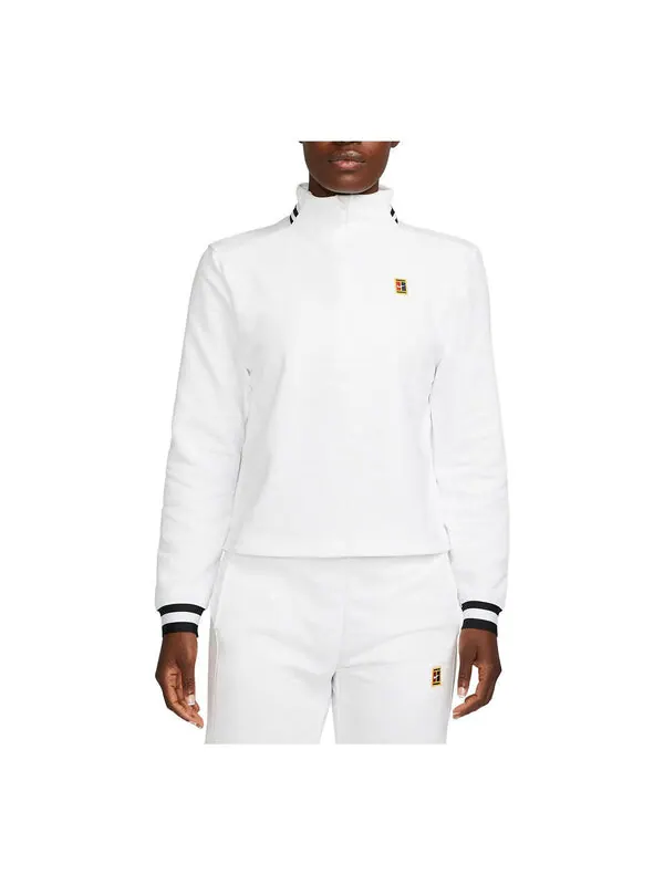 Верхняя часть теннисного топа Court Dri Fit Heritage French Terry Nike — изображение 1 из 2, белый/черный