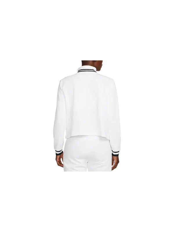 Верхняя часть теннисного топа Court Dri Fit Heritage French Terry Nike — изображение 2 из 2, белый/черный