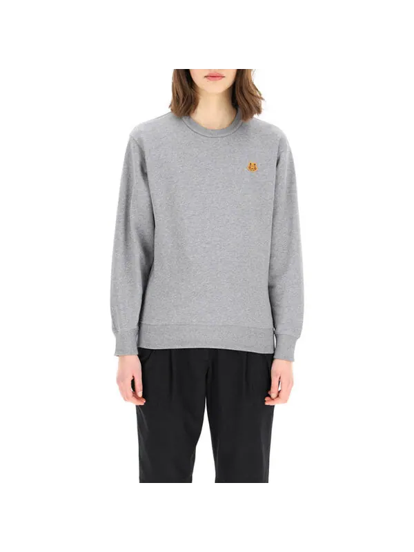 Свитер ss21 small tiger head logo embroidered pattern round neck long sleeves hoodie gray Kenzo — изображение 3 из 4, серый