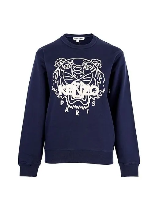 Свитер ss21 tiger pattern round neck pullover hoodie navy blue Kenzo — изображение 1 из 4, синий