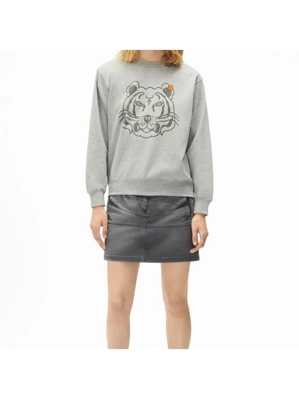 Свитер fw21 tiger head printing cotton hoodie gray Kenzo — изображение 4 из 4, серый