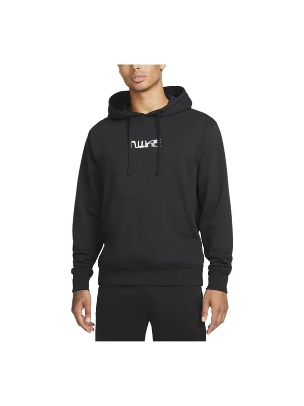 Толстовка Nike Club Fleece Pullover Soccer Hoodie 'Black' — изображение 1 из 4, черный/белый
