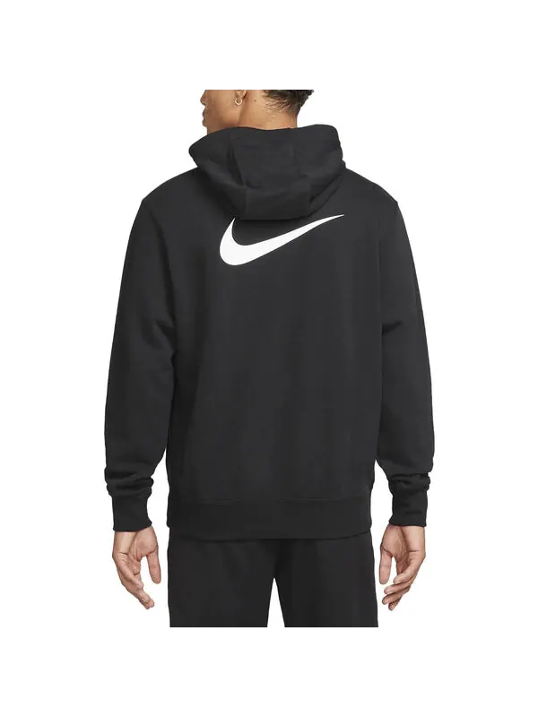 Толстовка Nike Club Fleece Pullover Soccer Hoodie 'Black' — изображение 2 из 4, черный/белый