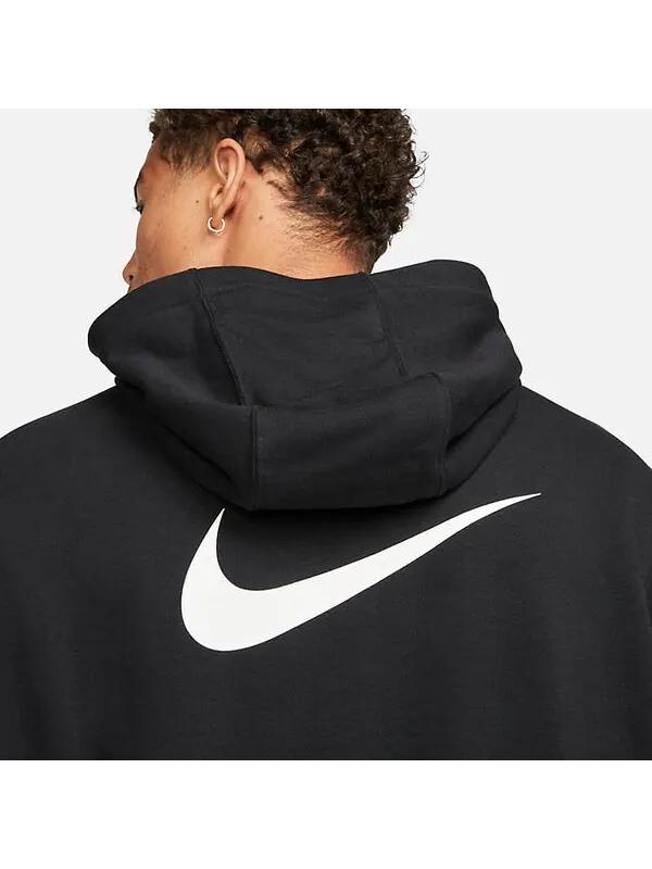 Толстовка Nike Club Fleece Pullover Soccer Hoodie 'Black' — изображение 4 из 4, черный/белый
