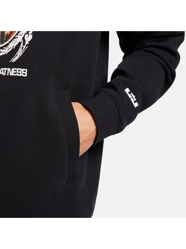 Толстовка Nike Lebron Pullover Fleece Hoodie 'Black Phantom' — изображение 4 из 4, черный