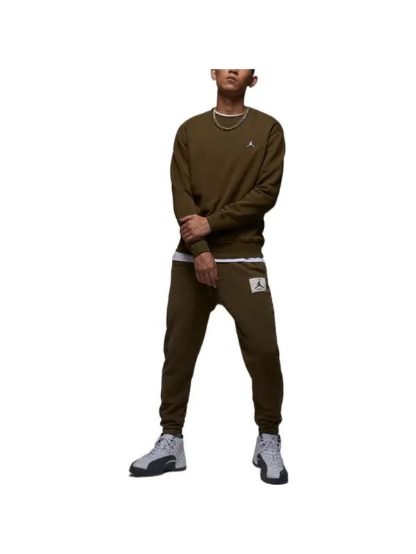 Толстовка Air Jordan Fleece Crewneck Top 'Olive' — изображение 4 из 4, оливковый