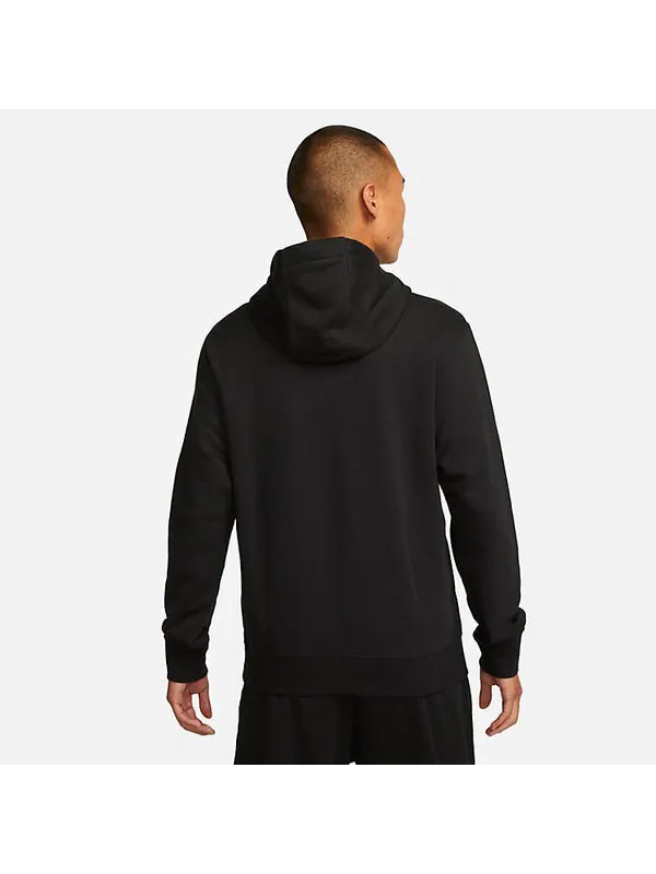 Толстовка Nike Club French Terry Pullover Hoodie 'Black' — изображение 2 из 4, черный/белый