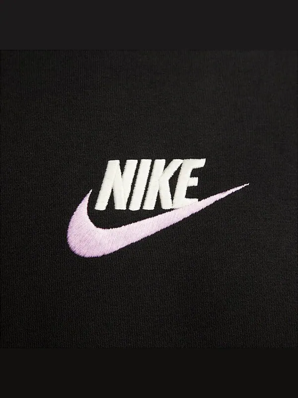 Толстовка Nike Club French Terry Pullover Hoodie 'Black' — изображение 4 из 4, черный/белый