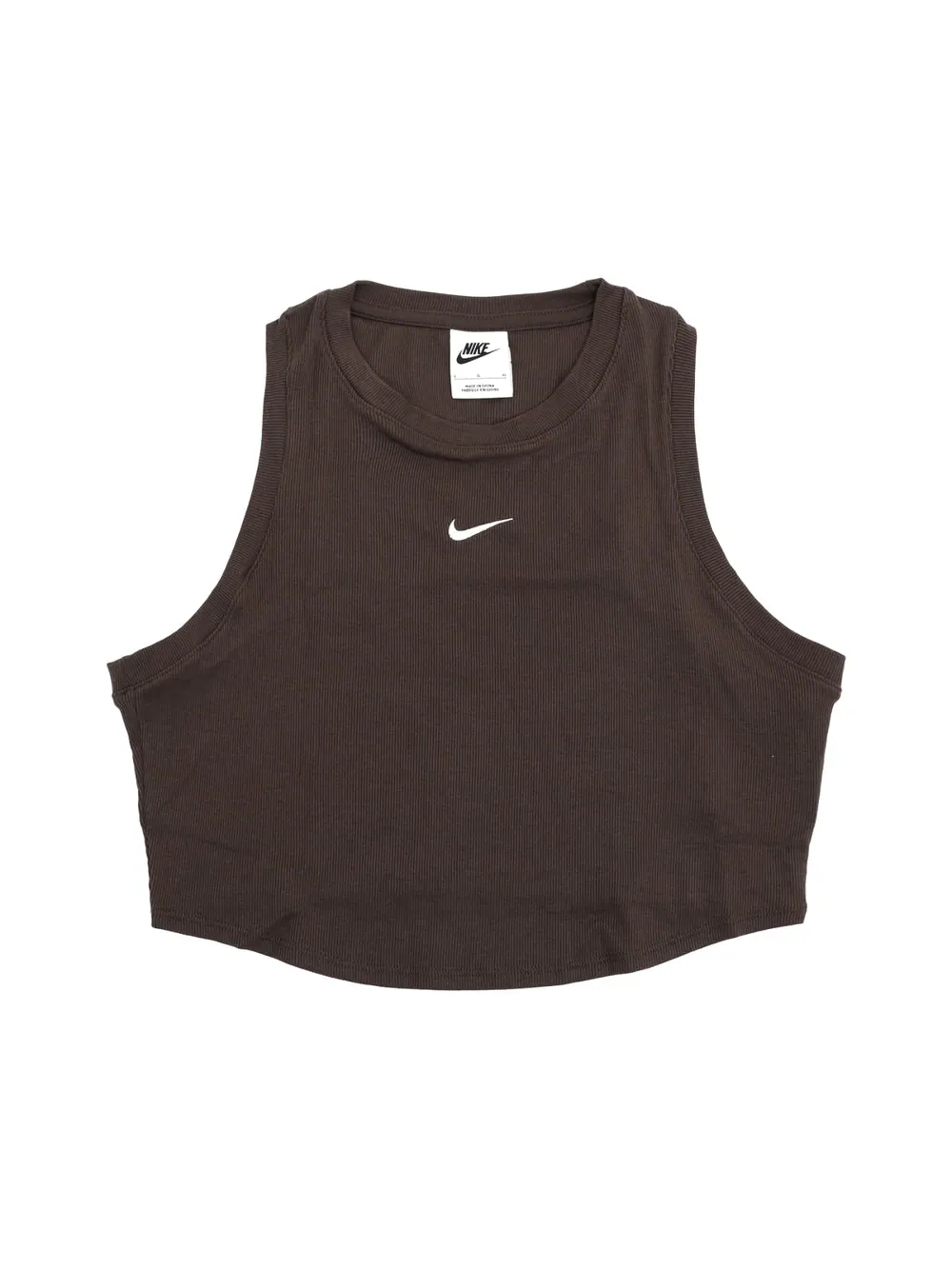 Спортивный топ (WMNS) Nike Sportswear Essentials Ribbed Cropped Tank Top 'Brwon' FB8280-237 — изображение 1 из 3, коричневый