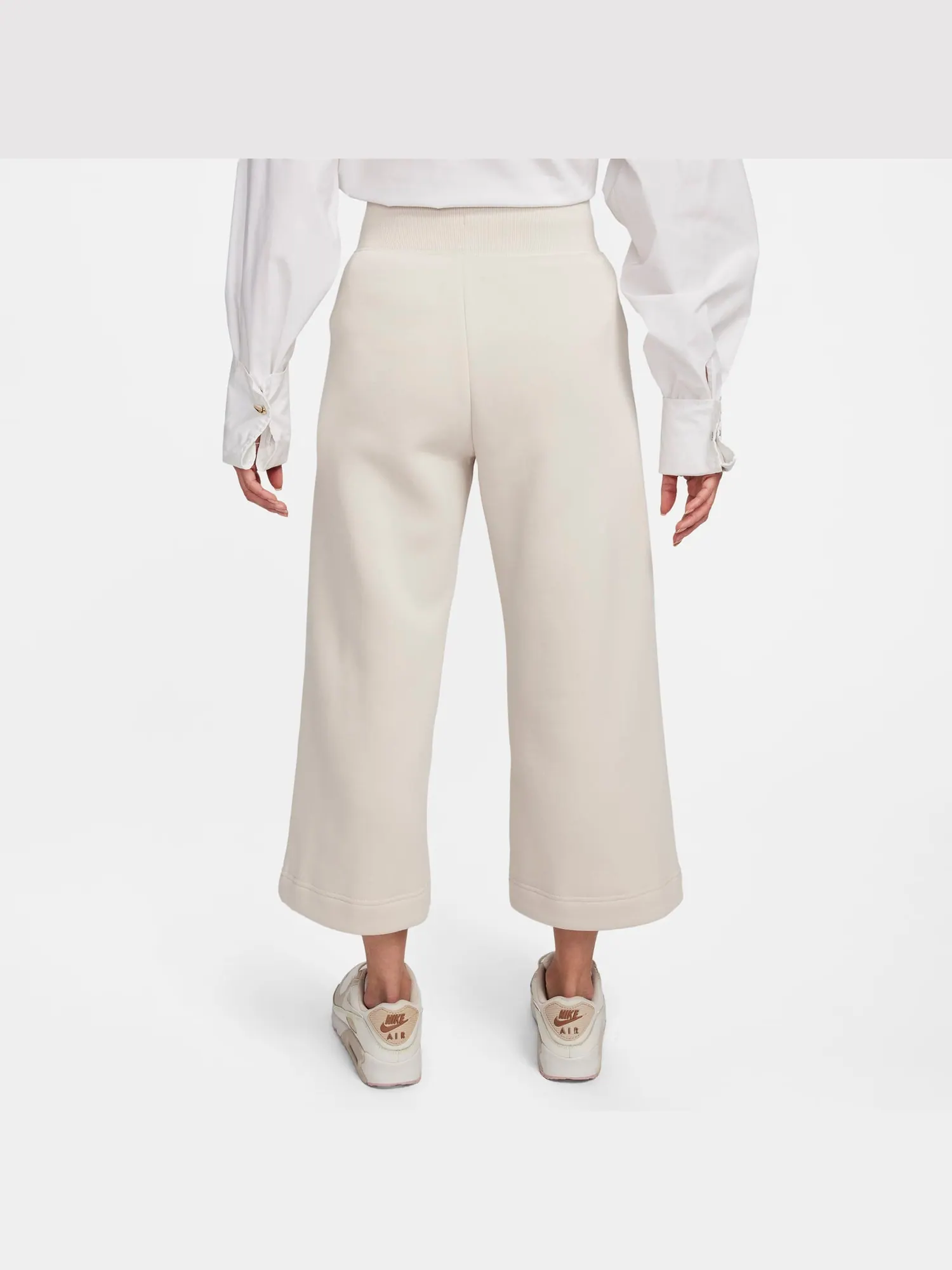 Брюки (WMNS) Nike High-Waisted Cropped Tracksuit Bottoms 'Beige' — изображение 2 из 5, бежевый