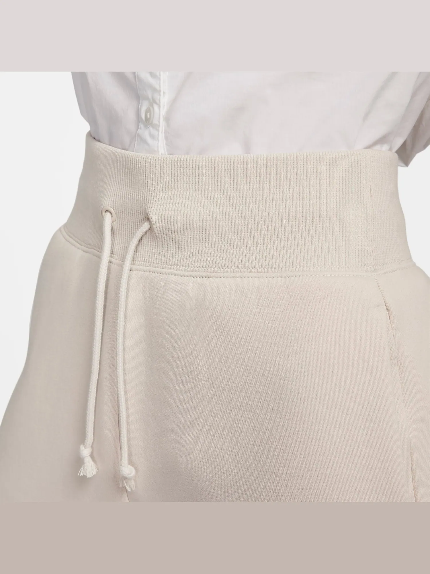 Брюки (WMNS) Nike High-Waisted Cropped Tracksuit Bottoms 'Beige' — изображение 5 из 5, бежевый