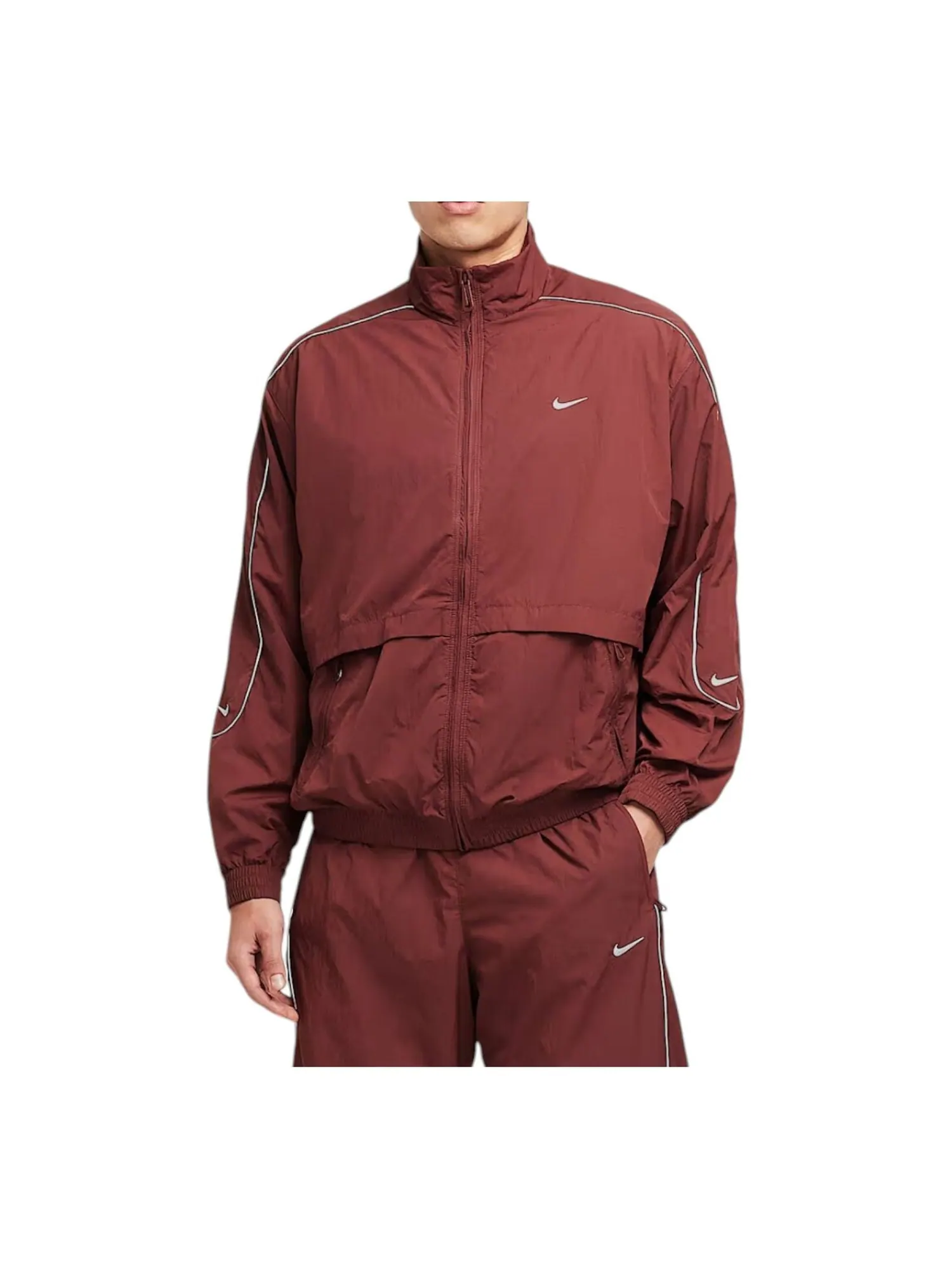 Спортивная куртка Nike Solo Swoosh Woven Track Jacket, азиатский размер — изображение 1 из 2, красный/белый