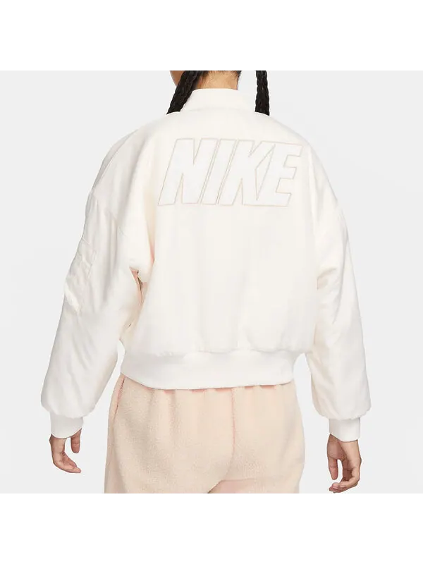 Куртка (WMNS) Nike sportswea Reversible Faux Fur Bomber Jacket 'Sail Sand' — изображение 3 из 3, песочный
