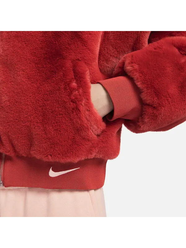 Куртка спортивная двусторонняя куртка-бомбер из искусственного меха Nike — изображение 3 из 3, красный