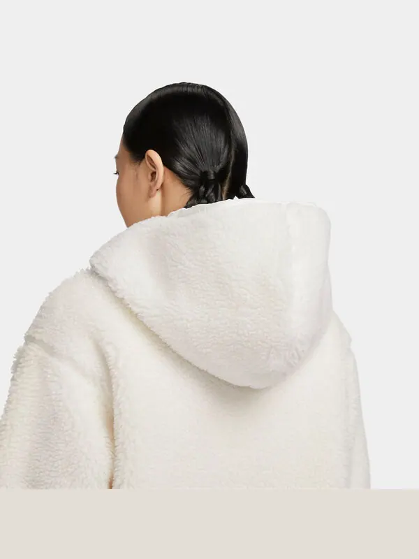 Куртка (WMNS) Nike Logo Sherpa Jacket 'White Yellow' — изображение 3 из 3, белый/желтый