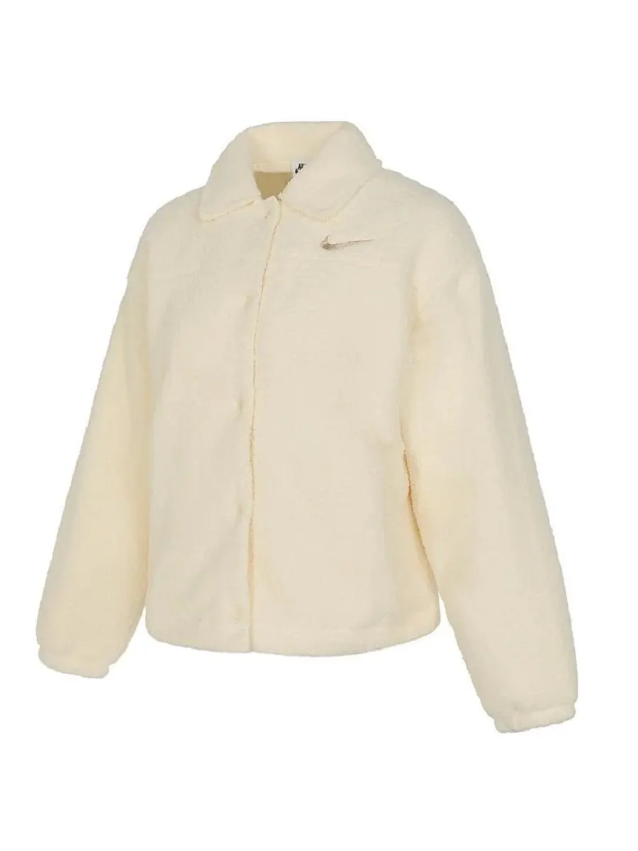 Куртка Nike Sportswear Collared High-pile — изображение 1 из 5, кремовый белый