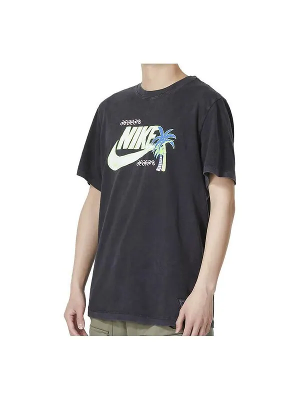 Футболка Nike Sportswear Coconut Tree T-Shirt 'Black' — изображение 1 из 4, черный/мульти