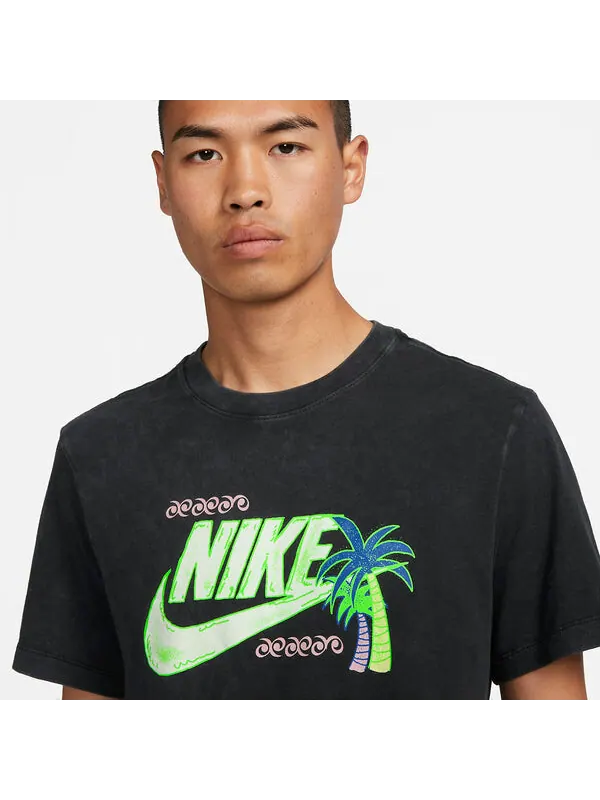 Футболка Nike Sportswear Coconut Tree T-Shirt 'Black' — изображение 2 из 4, черный/мульти