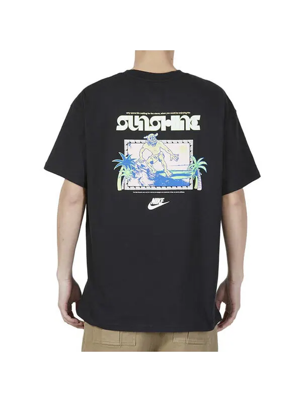 Футболка Nike Logo Sunshine T-shirt 'Black' — изображение 2 из 3, черный/мульти