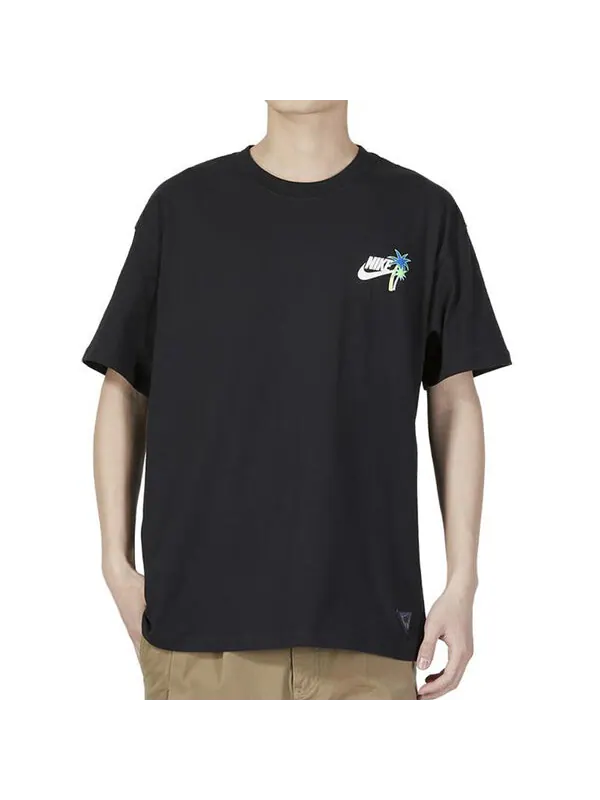 Футболка Nike Logo Sunshine T-shirt 'Black' — изображение 3 из 3, черный/мульти