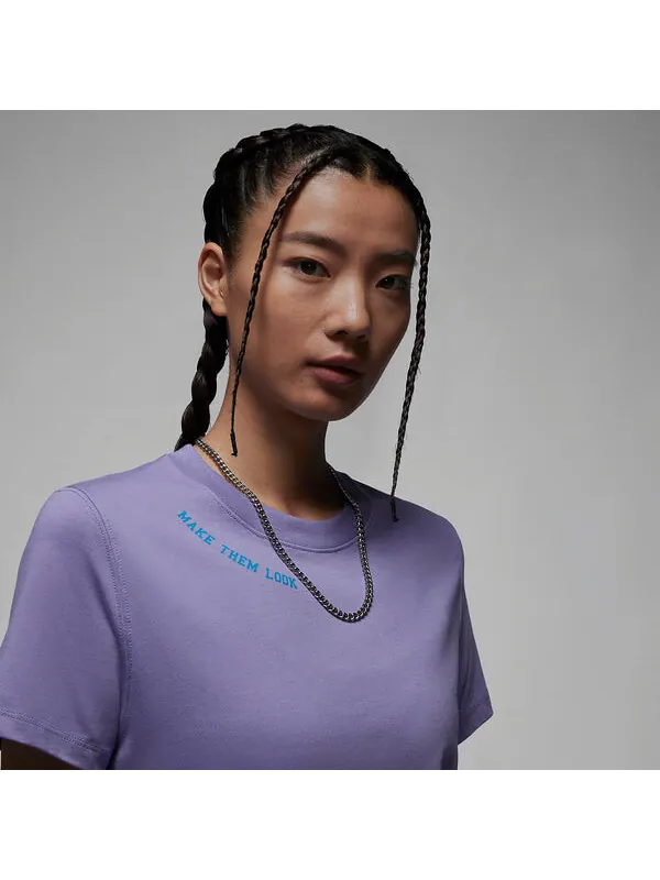 Футболка (WMNS) Air Jordan Make Them Look T-shirt 'Purple' — изображение 3 из 3, фиолетовый