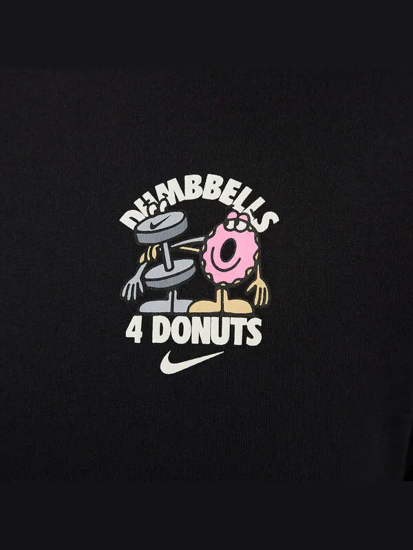 Футболка NIKE DRI-FIT Dumbbell Donut Short Sleeve 'Black' — изображение 2 из 4, черный/мульти