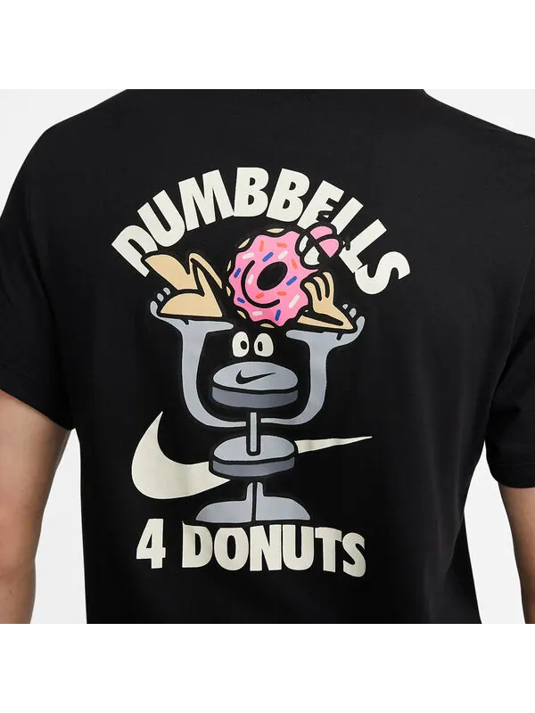 Футболка NIKE DRI-FIT Dumbbell Donut Short Sleeve 'Black' — изображение 3 из 4, черный/мульти