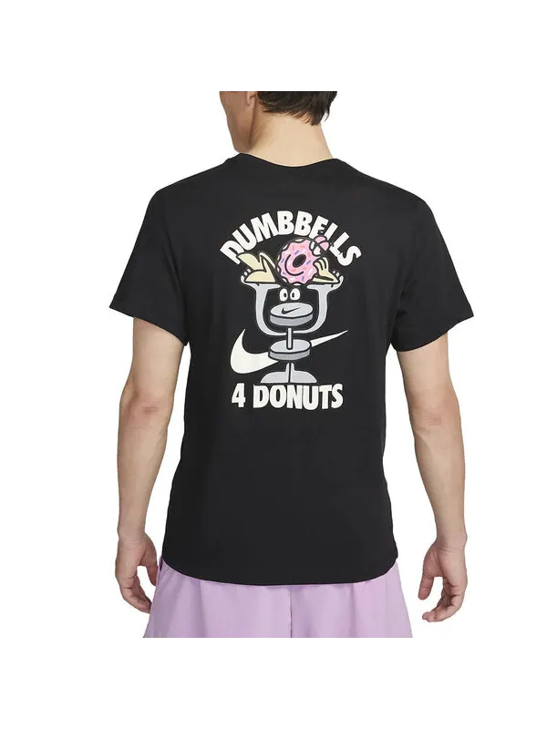 Футболка NIKE DRI-FIT Dumbbell Donut Short Sleeve 'Black' — изображение 4 из 4, черный/мульти