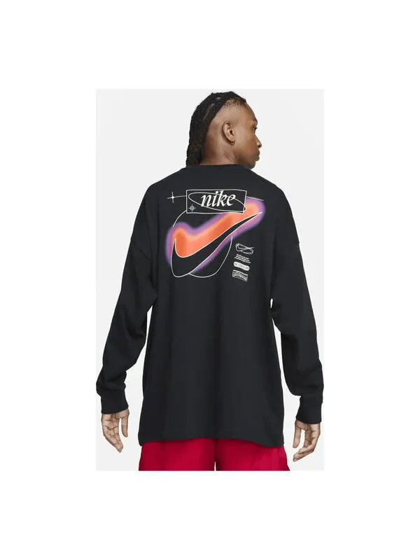 Футболка спортивная одежда футболка с длинным рукавом Nike — изображение 2 из 2, черный/мульти