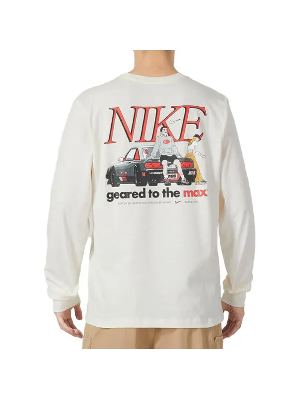 Футболка Nike Sportswear Long-Sleeve T-Shirt 'White' — изображение 4 из 4, белый/мульти