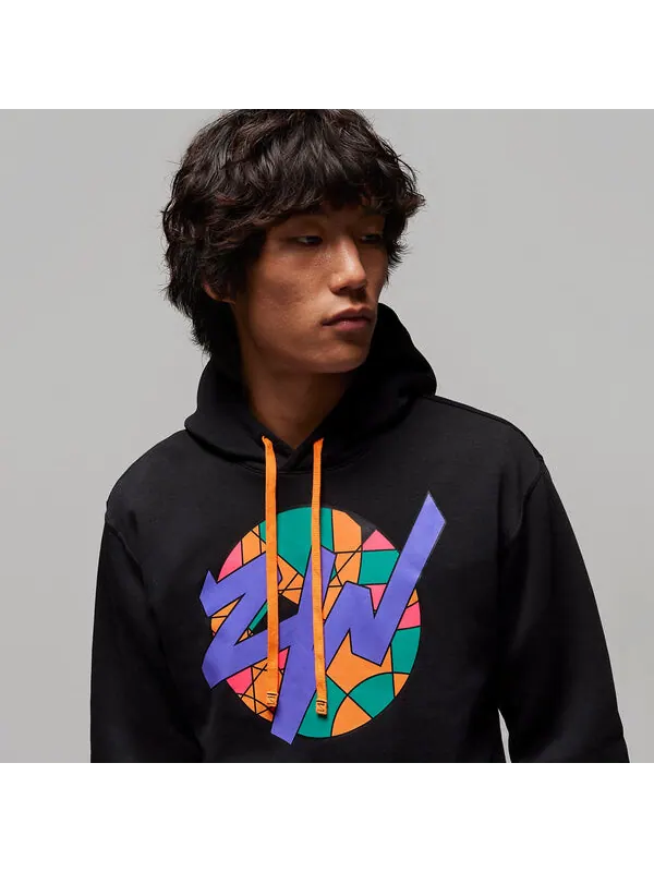 Толстовка Air Jordan Zion Fleece Pullover Hoodie 'Black Cone' — изображение 2 из 4, черный