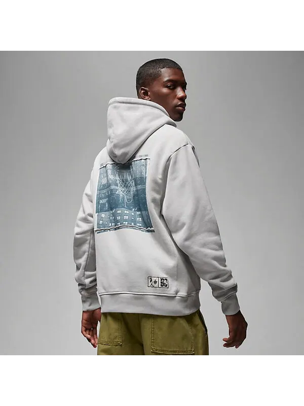 Толстовка Air Jordan x UNION x Bephies Beauty Supply Fleece Hoodie 'Grey Fog' — изображение 1 из 4, серый//зеленый/черный